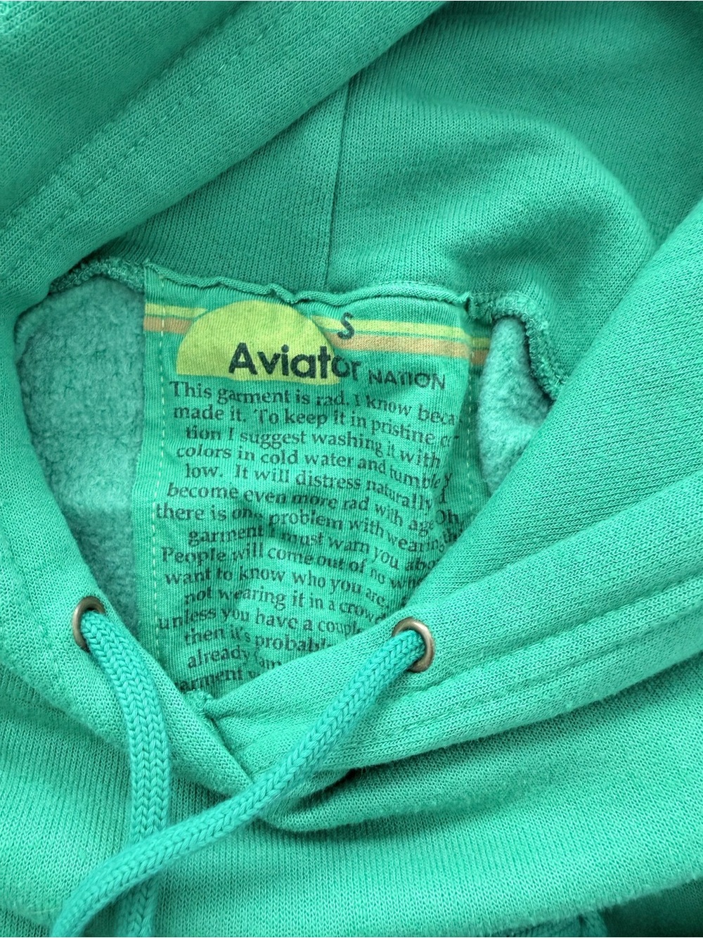 EUC S Aviator Nation Relaxed Bolt Stripe Cropped Hoodie - Picture 3 of 4